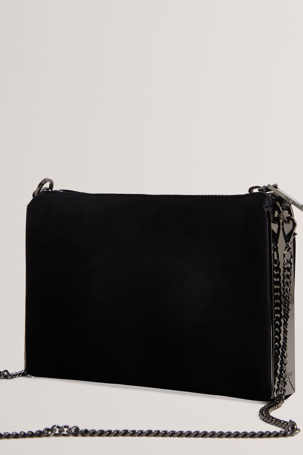 BAR DETAIL VELVET CROSSBODY CLUTCH BLACK 2