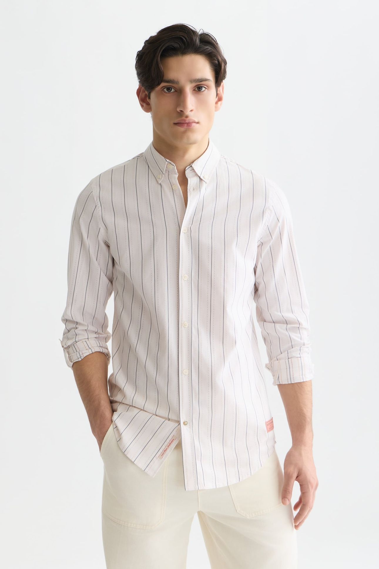 YARNDYED DOBBY REGULARFIT SHIRT WHITE TRADITIONAL 1