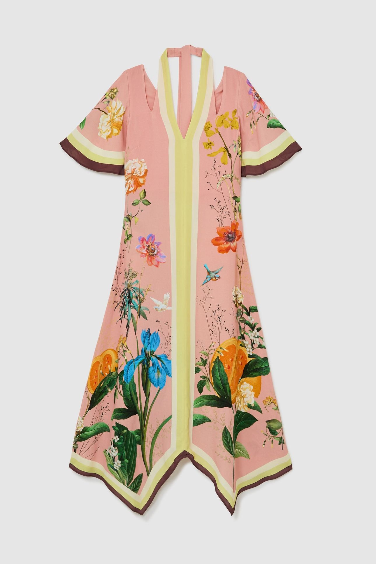 SHORT SLEEVE PLACEMENT PRINTED MIDI DRESS PINK 5