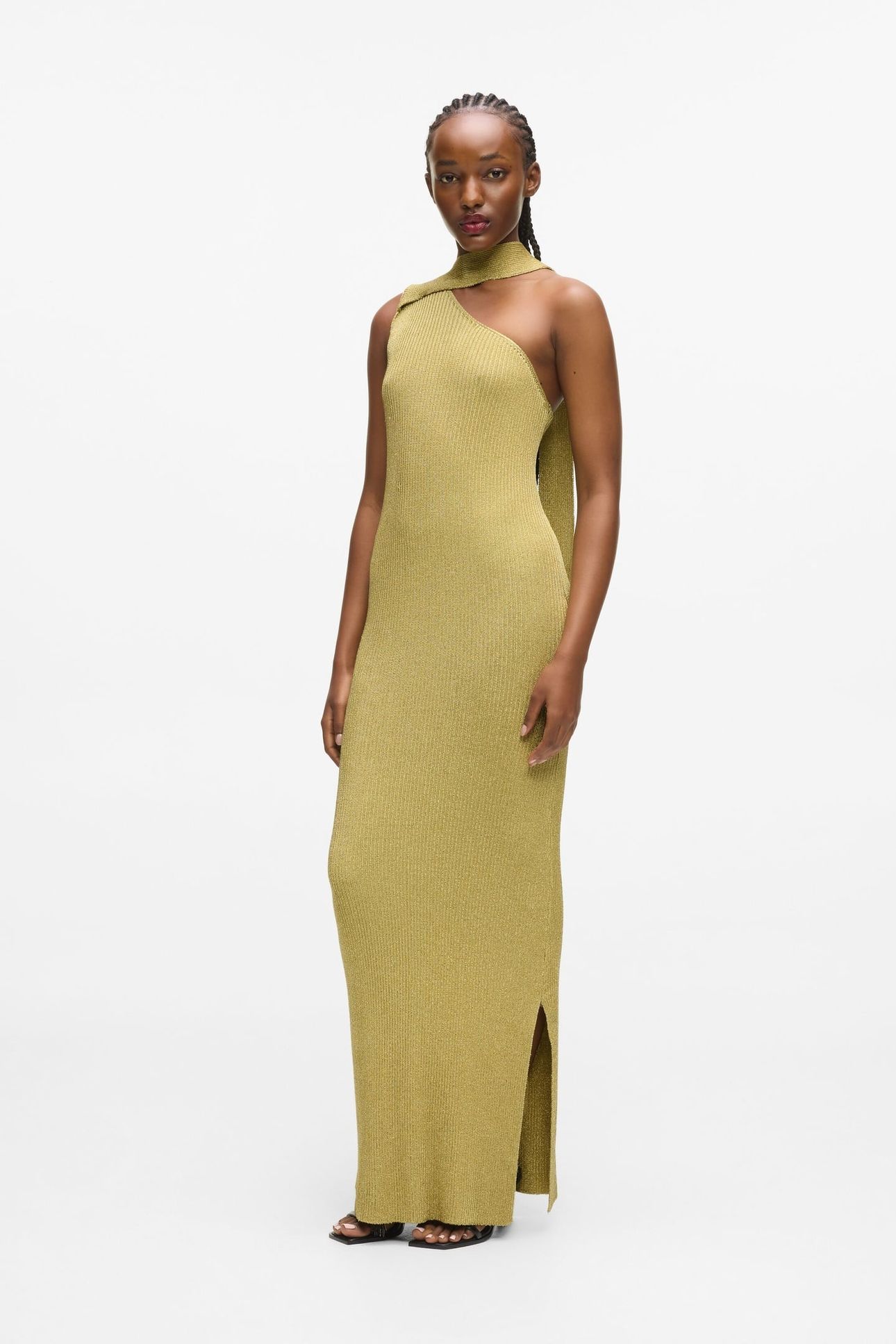 LUREX KNIT DRESS LIGHT GOLD 1