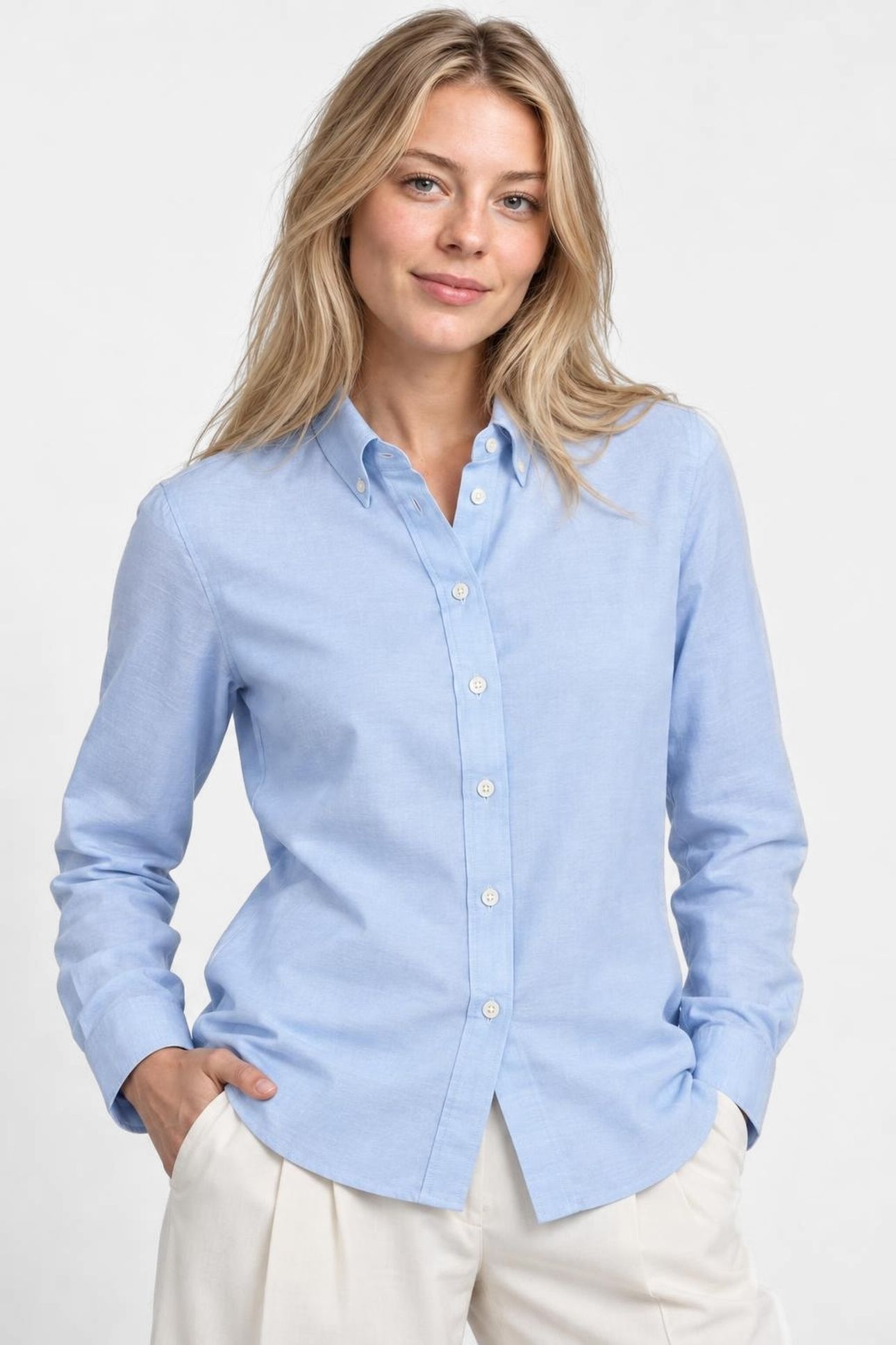 SOLID STRETCH OXFORD SHIRT LIGHT BLUE 1