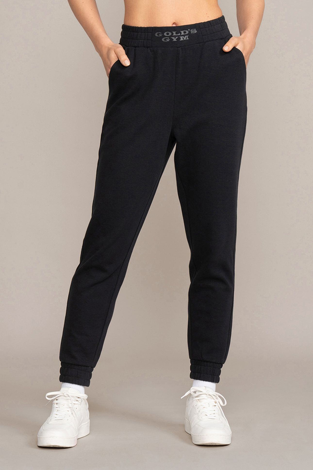 LADIES SWEAT PANTS RUBBER PRINT BLACK 2