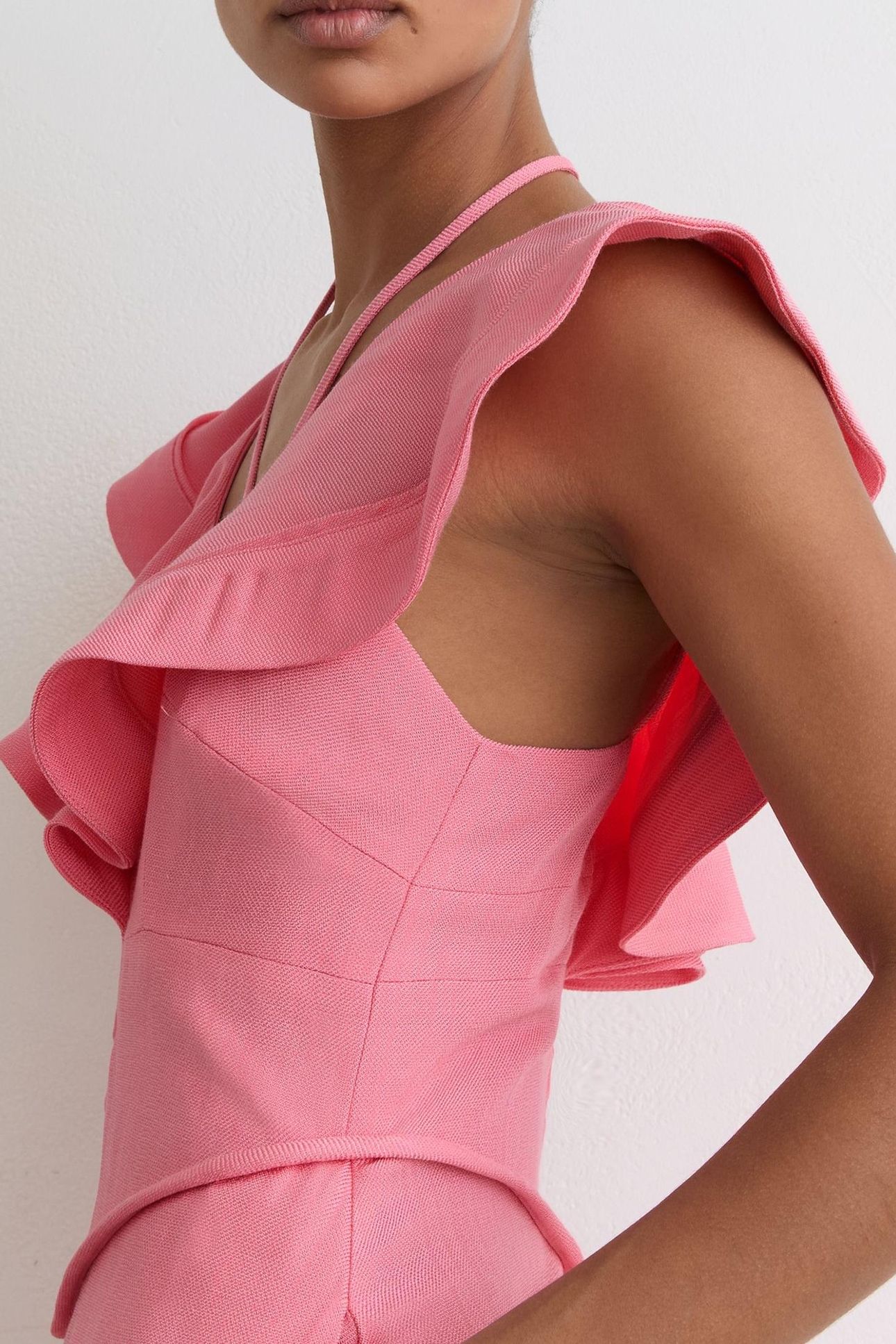 RUFFLE SLEEVE MIDI DRESS PINK 8