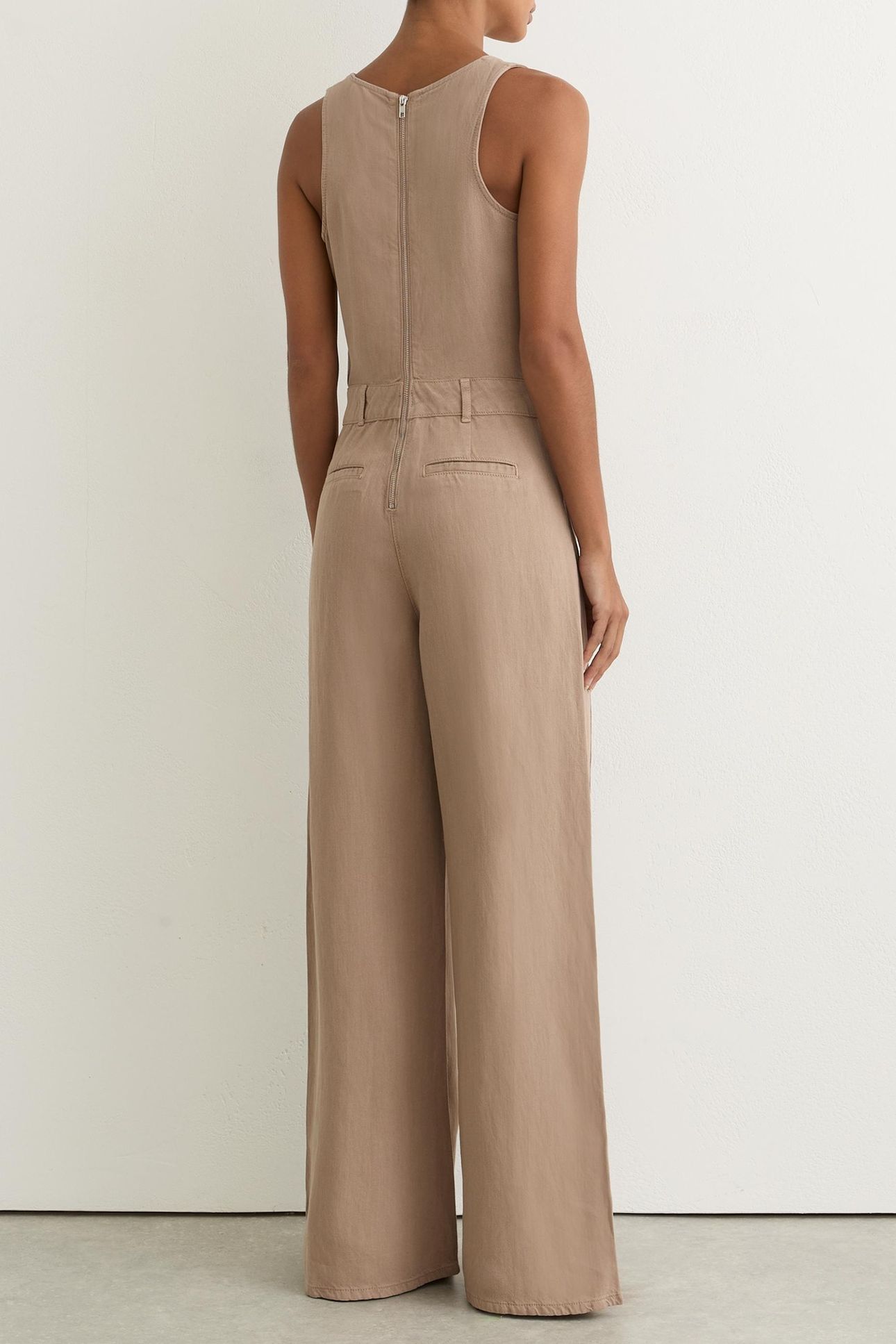 LINEN BLEND JUMPSUIT TAUPE NEUTRAL 2
