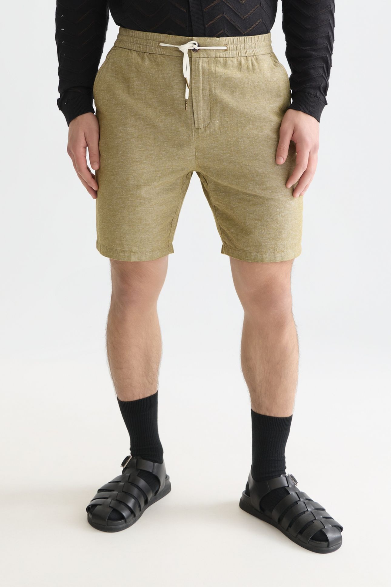 SEASONAL CORE FAVE COTTON LINEN REGULAR-FIT CHINO SHORTS DAR 1