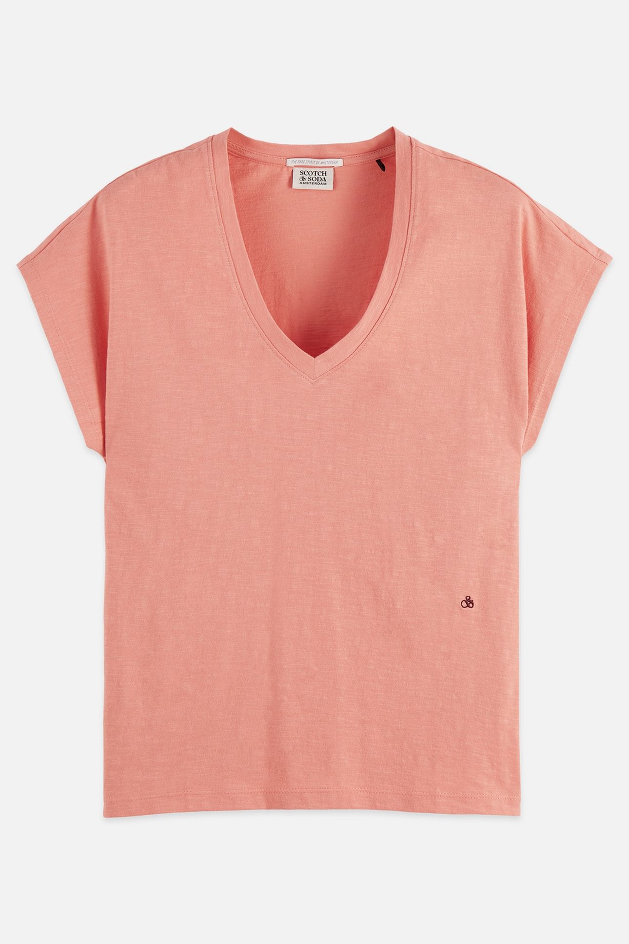 V-NECK T-SHIRT WITH AMPERSAND EMBROIDERY CANYON CLAY 1