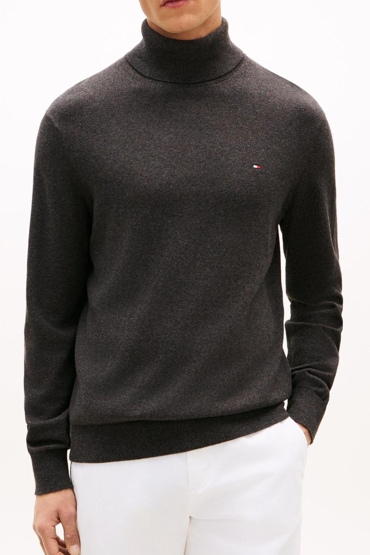PIMA COTTON CASHMERE SWEATER DARK GREY HEATHER 10