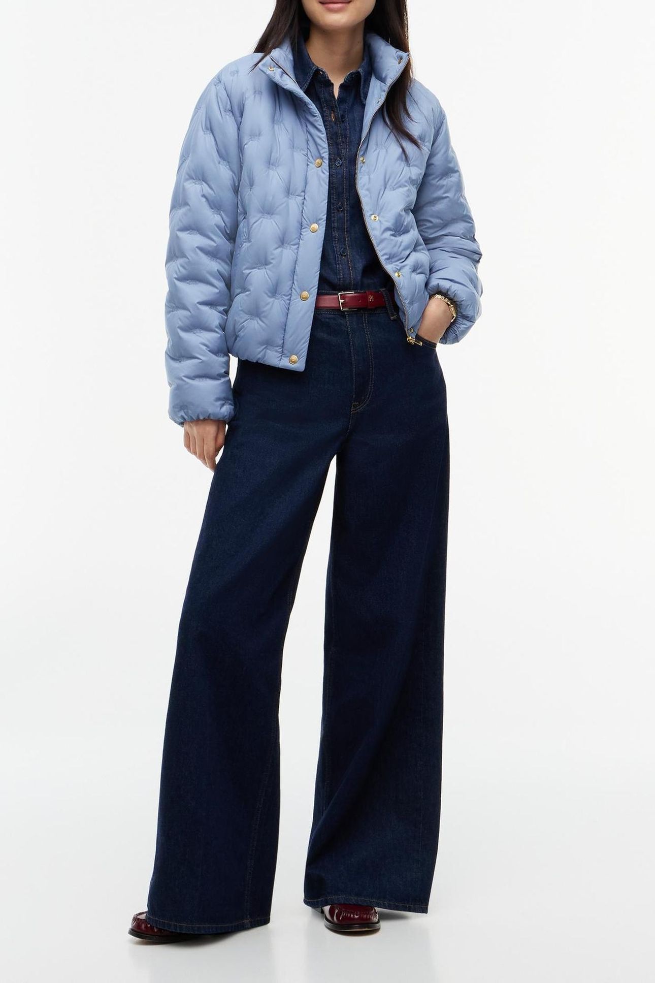 LIGHTWEIGHT DOWN FLAG QUILTED JACKET BLUE 3