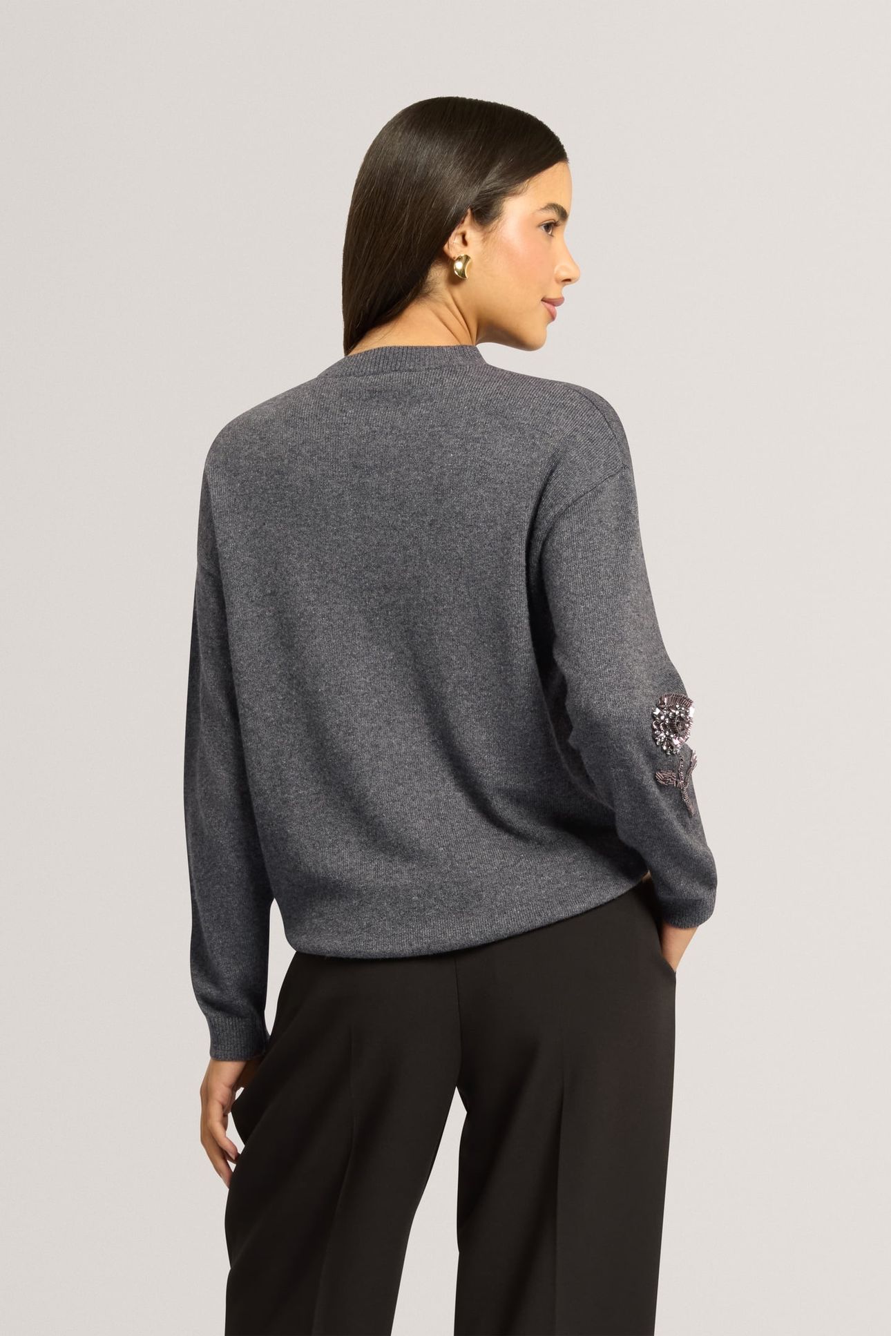 EMBELLISHED WOOL BLEND JUMPER GREY-MARL 2