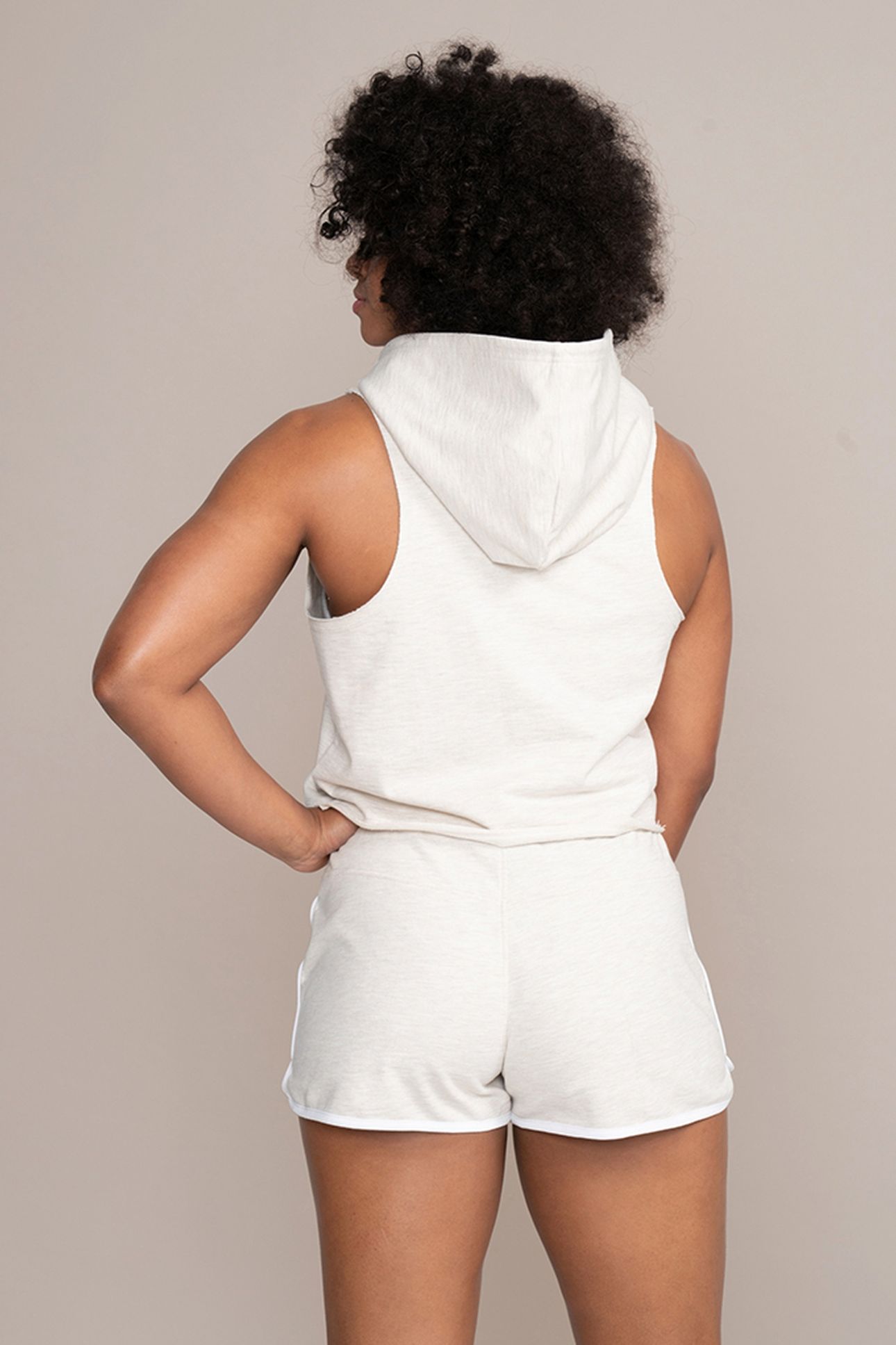 LADIES HOODED TANK WHITE 3