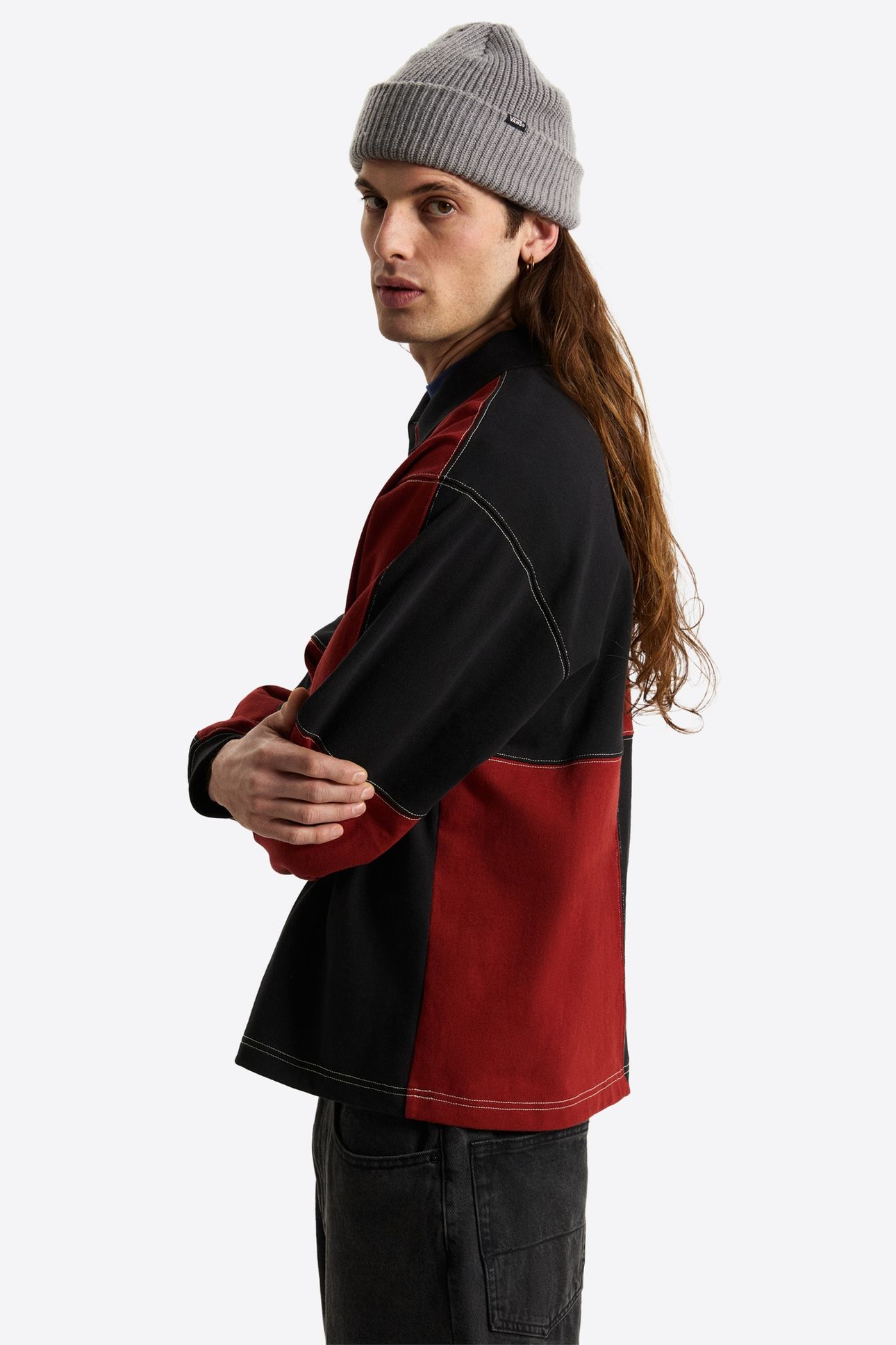 CHECK RUGBY LS KNIT POPPY EMBER 1