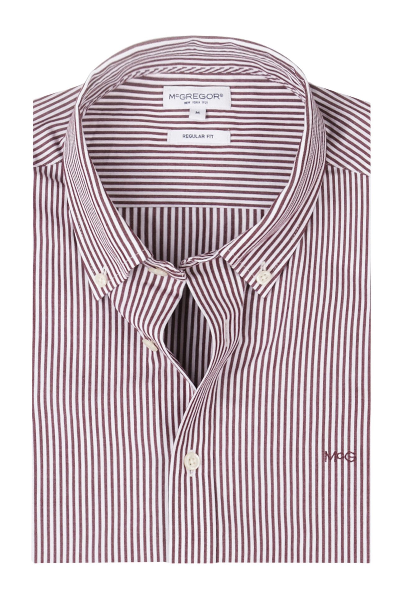 POPLIN STRIPE PEACHED SHIRT BURGUNDY 5