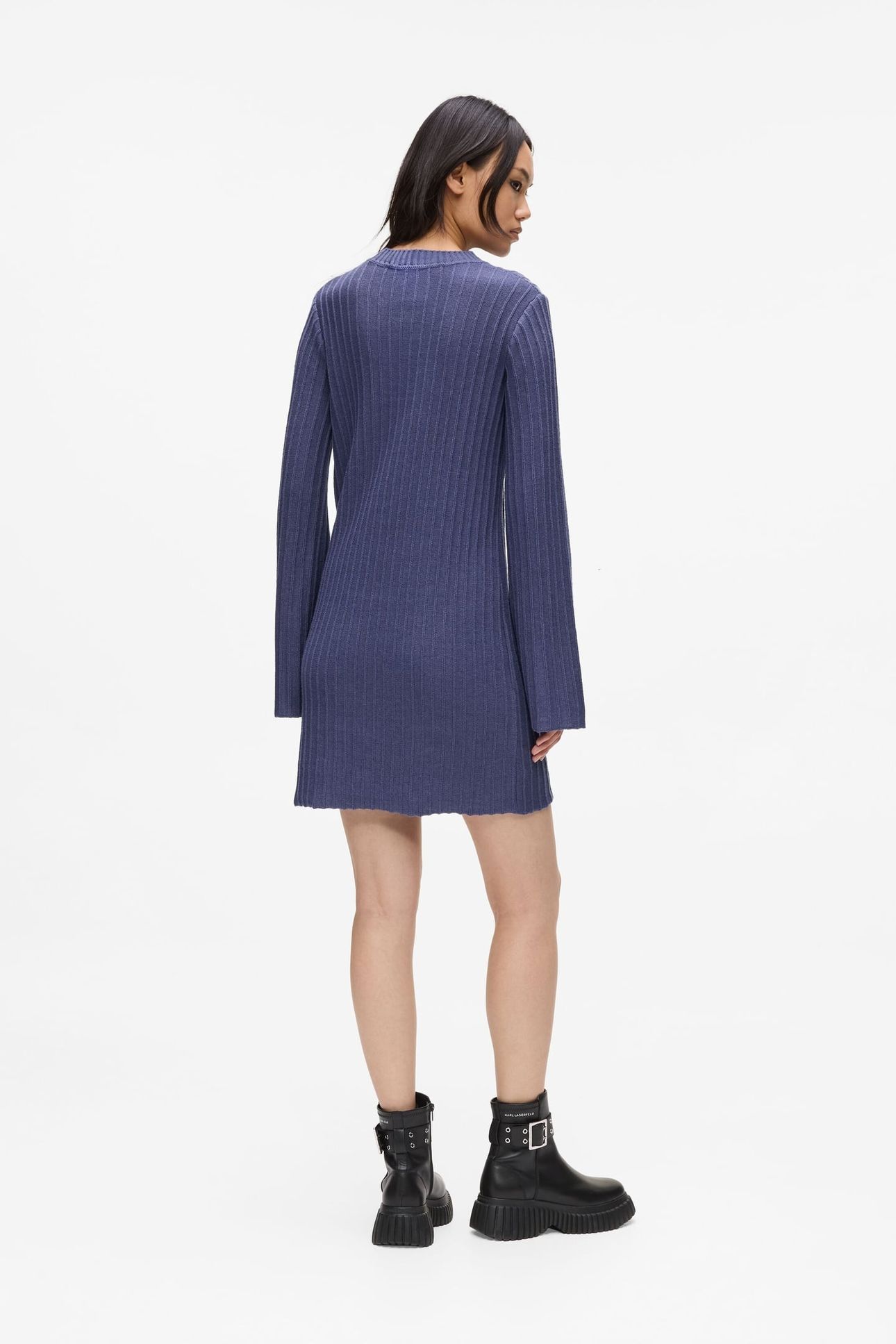 KLJ PLISSE KNIT DRESS SKIPPER BLUE 3