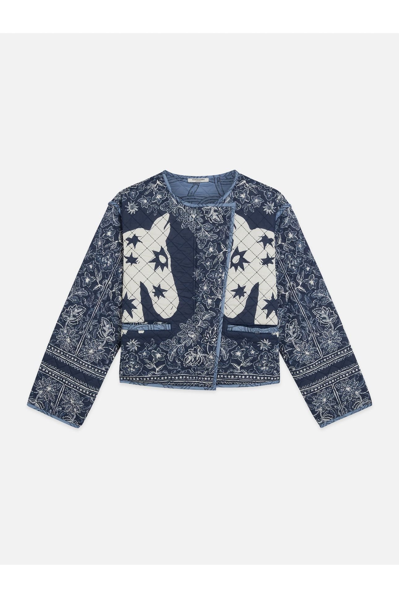 REVERSIBLE PRINTED QUILTED JACKET HORSE BANDANA DRESS BLUES 6