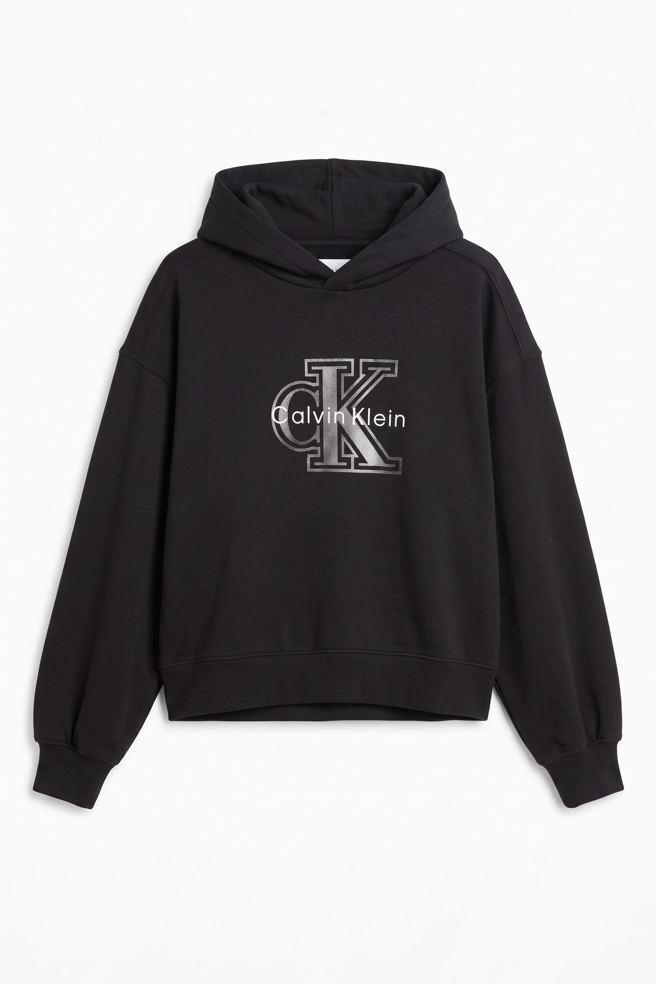 GIRLS VELVET MONOLOGO HOODIE BLACK 2