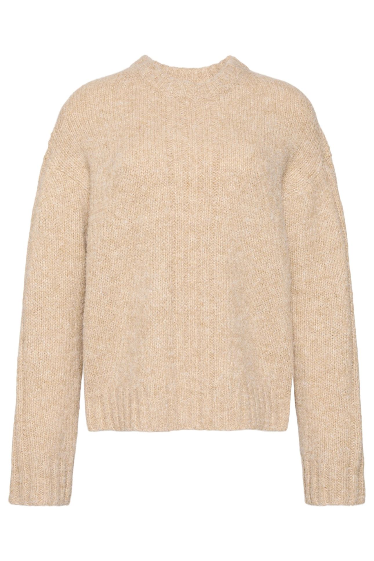 BRUSHED WOOL BLEND PULLOVER LIGHT BEIGE HEATHER 1