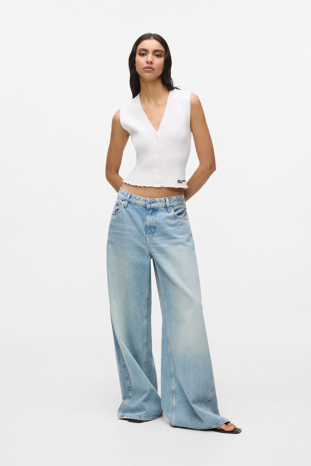 KLJ LR WIDE LEG PANEL DENIM WASHED LIGHT BLUE 1