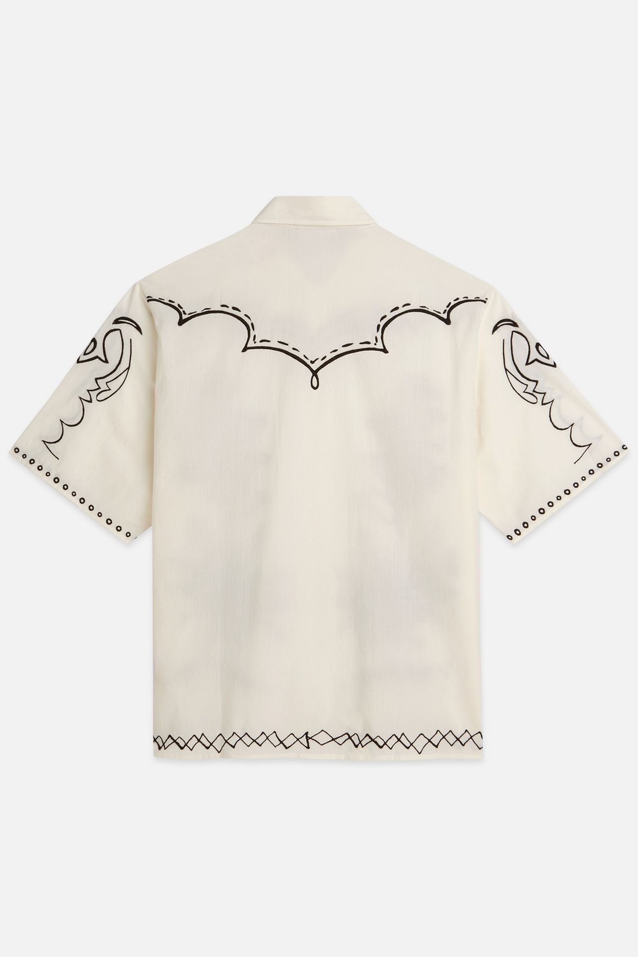EMBROIDERED SEERSUCKER RELAXEDFIT SHORTSLEEVED SHIRT WHITE T 5