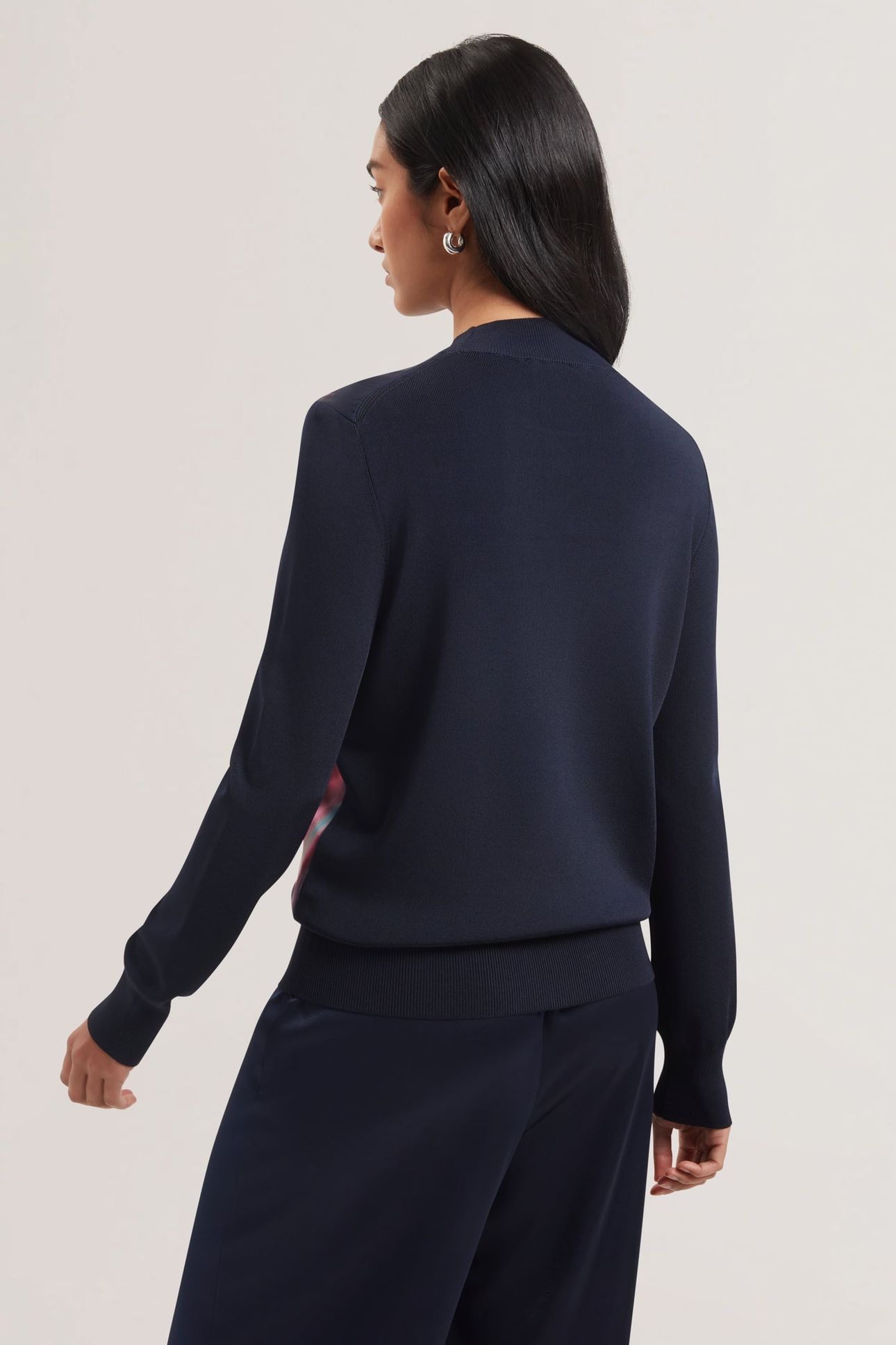 MOREENA PRINTED WOVEN FRONT JUMPER NAVY 2
