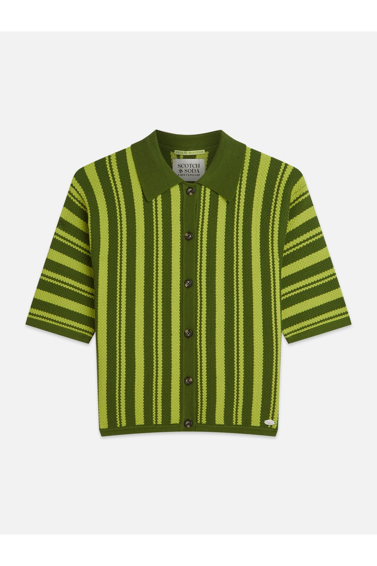 TEXTURED VERTICAL STRIPE KNITTED TEE GARDEN GREEN 4