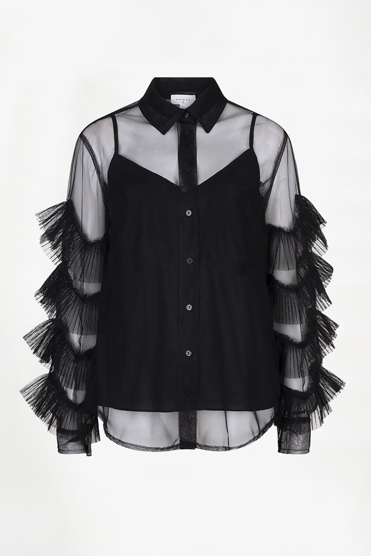 PIERS TULLE RUFFLED SHIRT RAVEN 4