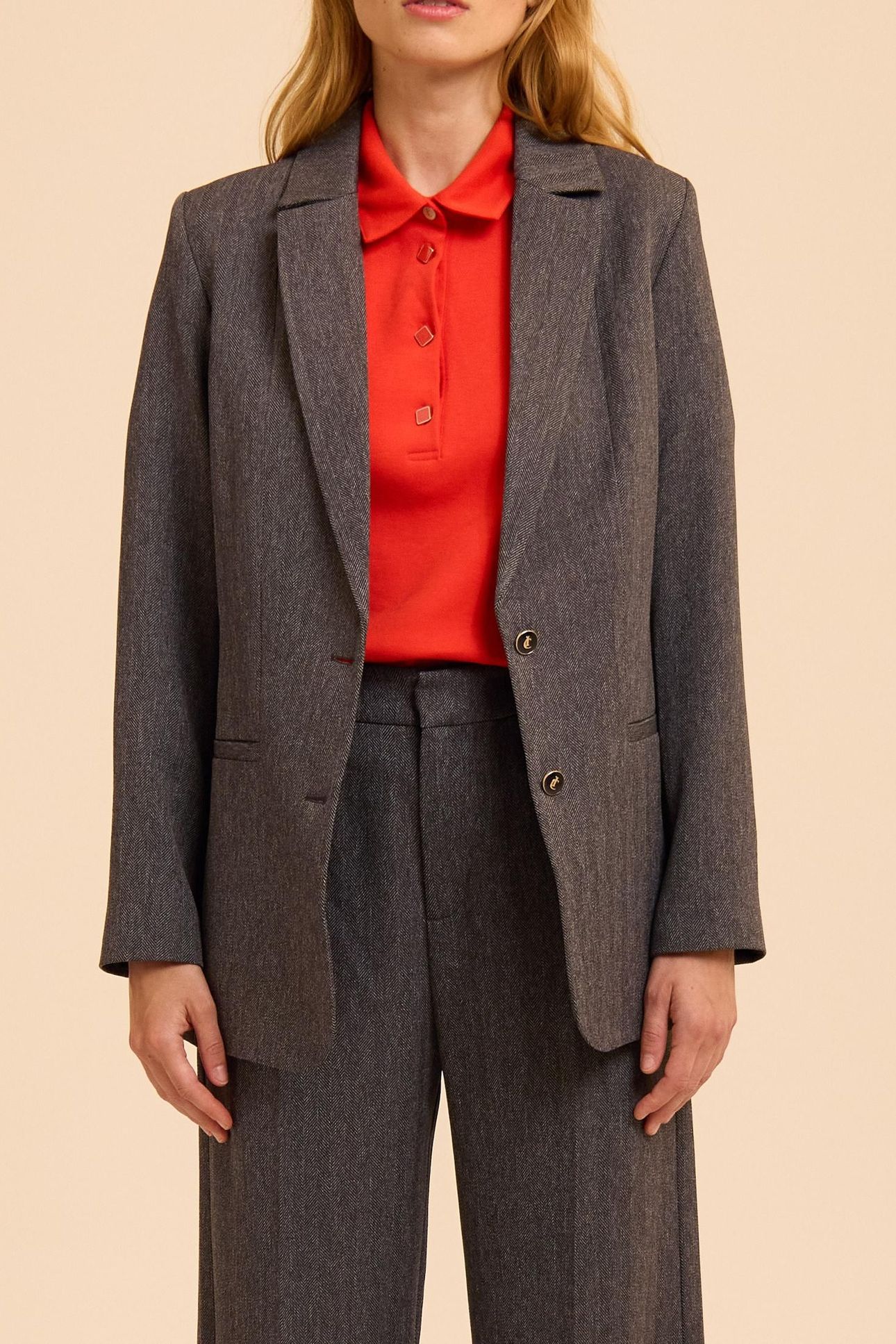 GREY HERRINGBONE SUIT JACKET 1