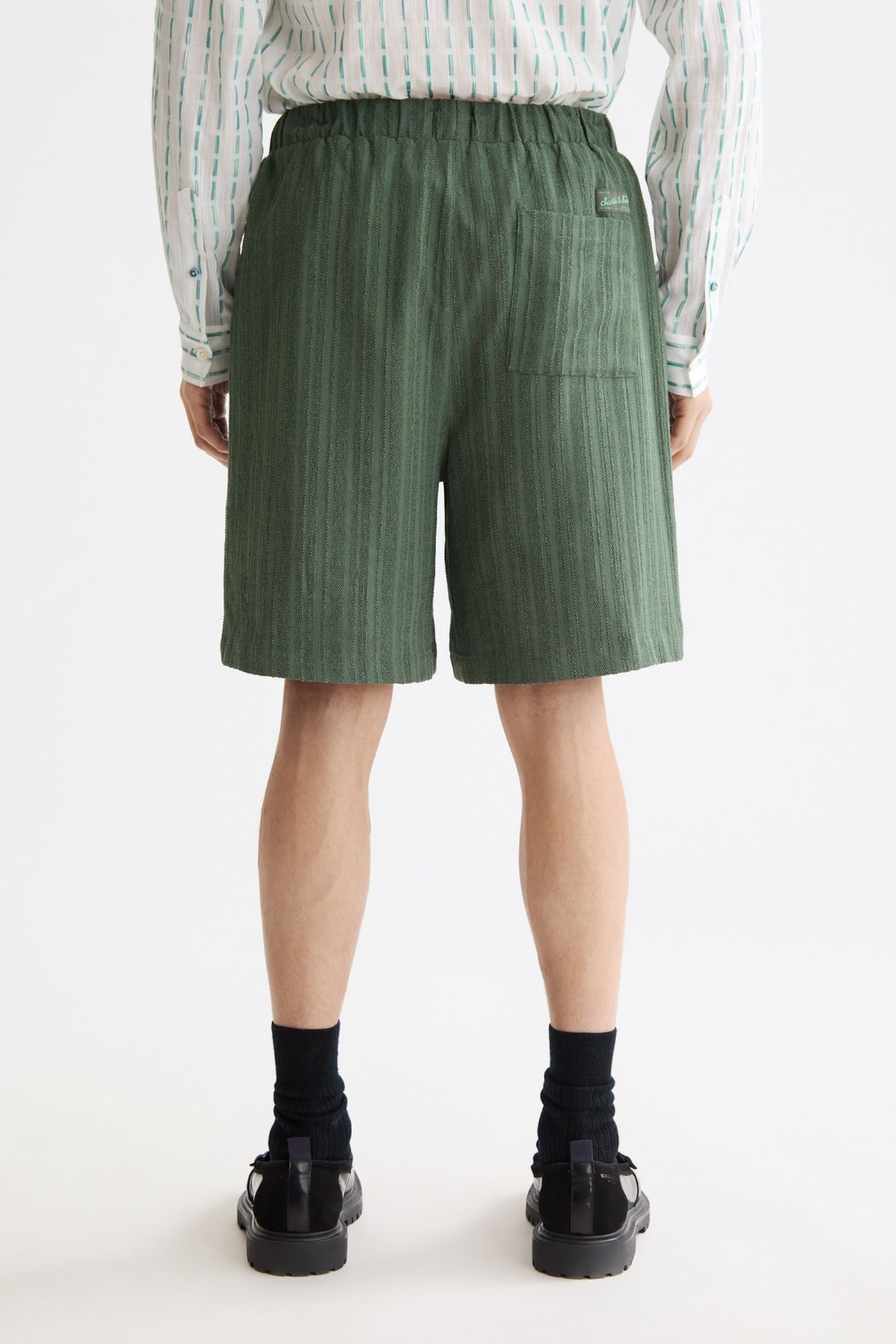 FAVE - TONAL STRIPED REGULAR FIT BERMUDA SHORTS THYME 6