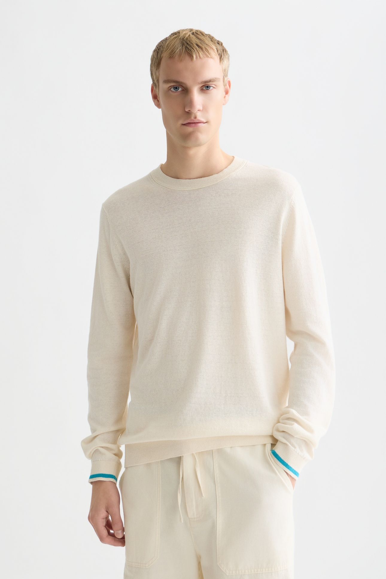 LINENBLEND REGULARFIT PULLOVER LIGHT BEIGE 1