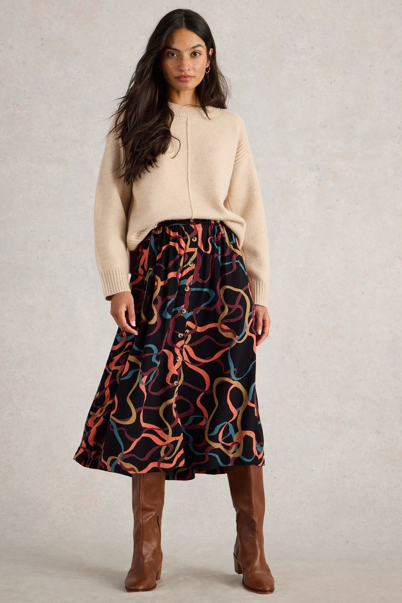 HEATHER MIDI SKIRT BLK PR 1