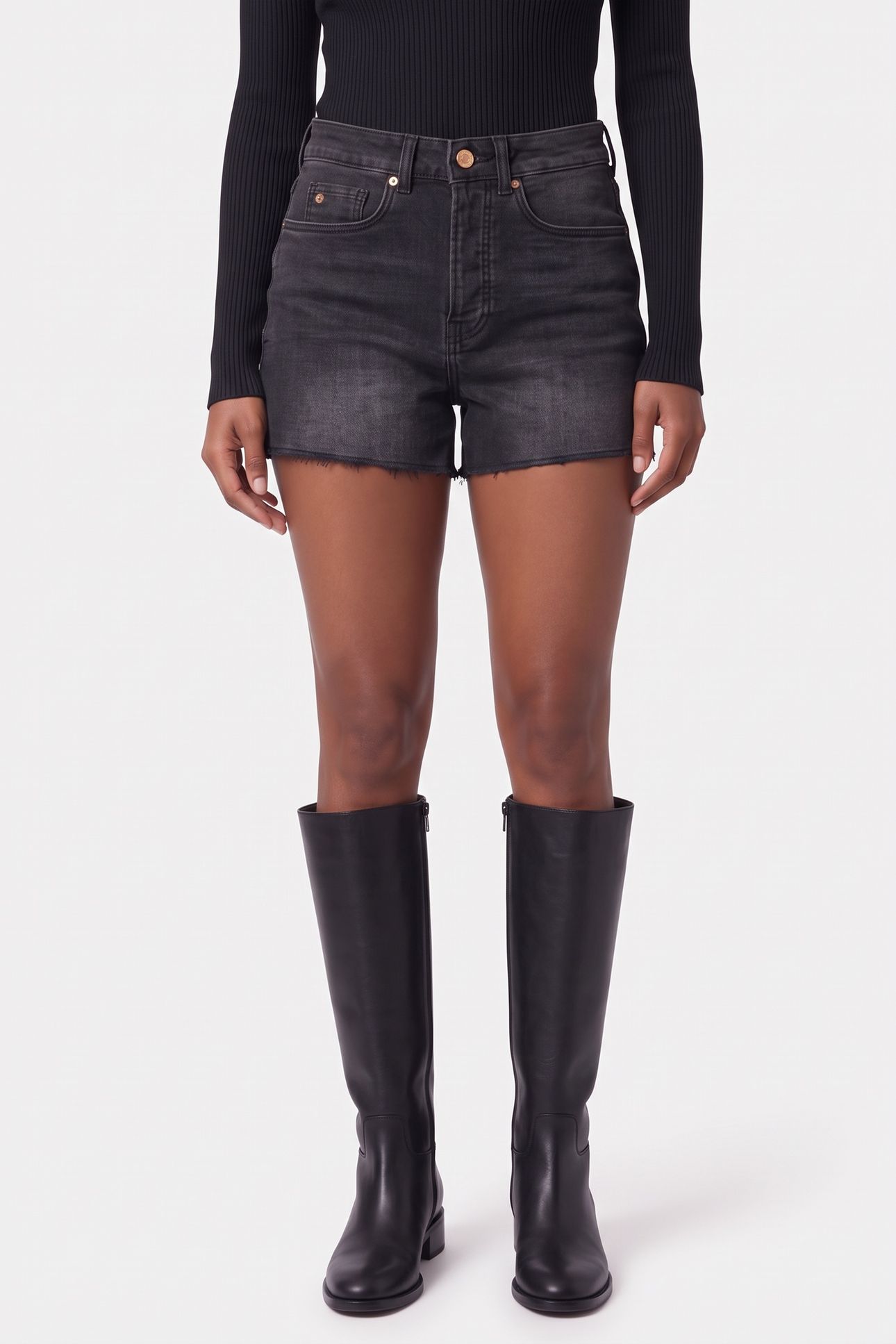 CORE THE RAY CUT OFF DENIM SHORT - BLACK NIGHT 1