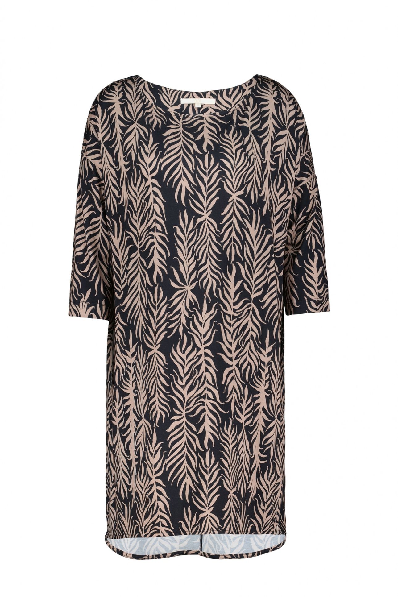 EASY LOOSE DRESS PRINT BLACK PALM LEAVES PRINT 4