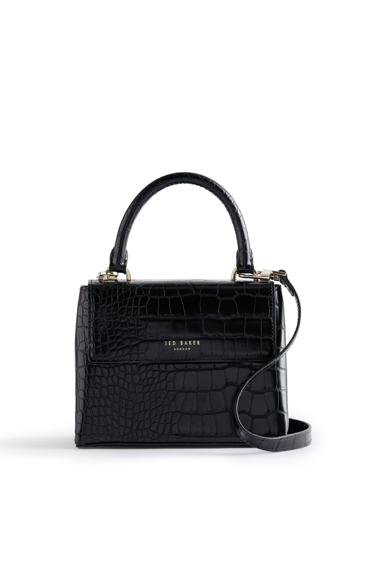 AYNAYA CROC EFFECT TOP HANDLE SMALL BLACK 1
