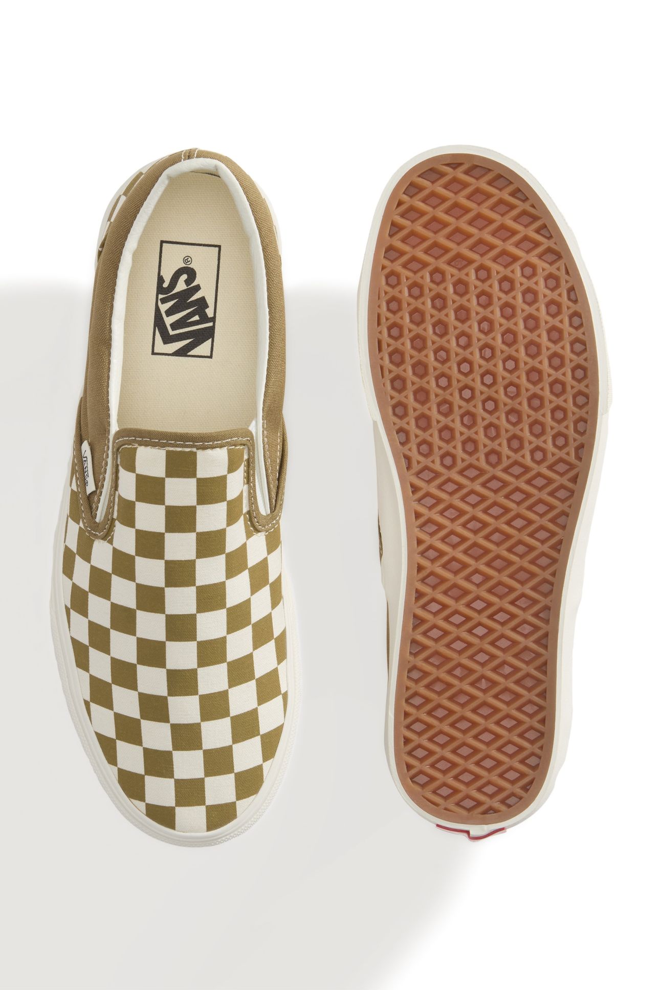 UNISEX CLASSIC SLIP-ON COLOR THEORY CHECKERBOARD OLIVE BROWN 7