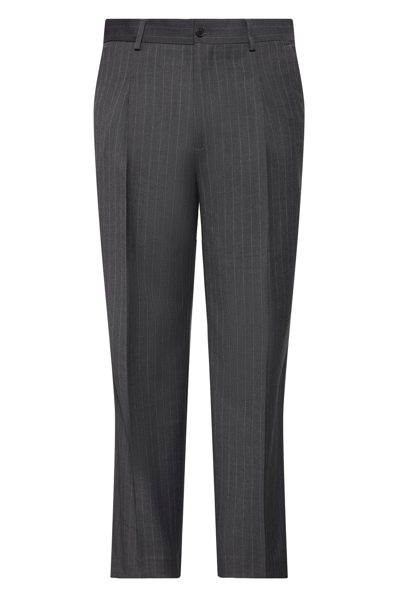 STRAIGHT WOOL PINSTRIPE CHARCOAL HEATHER 2