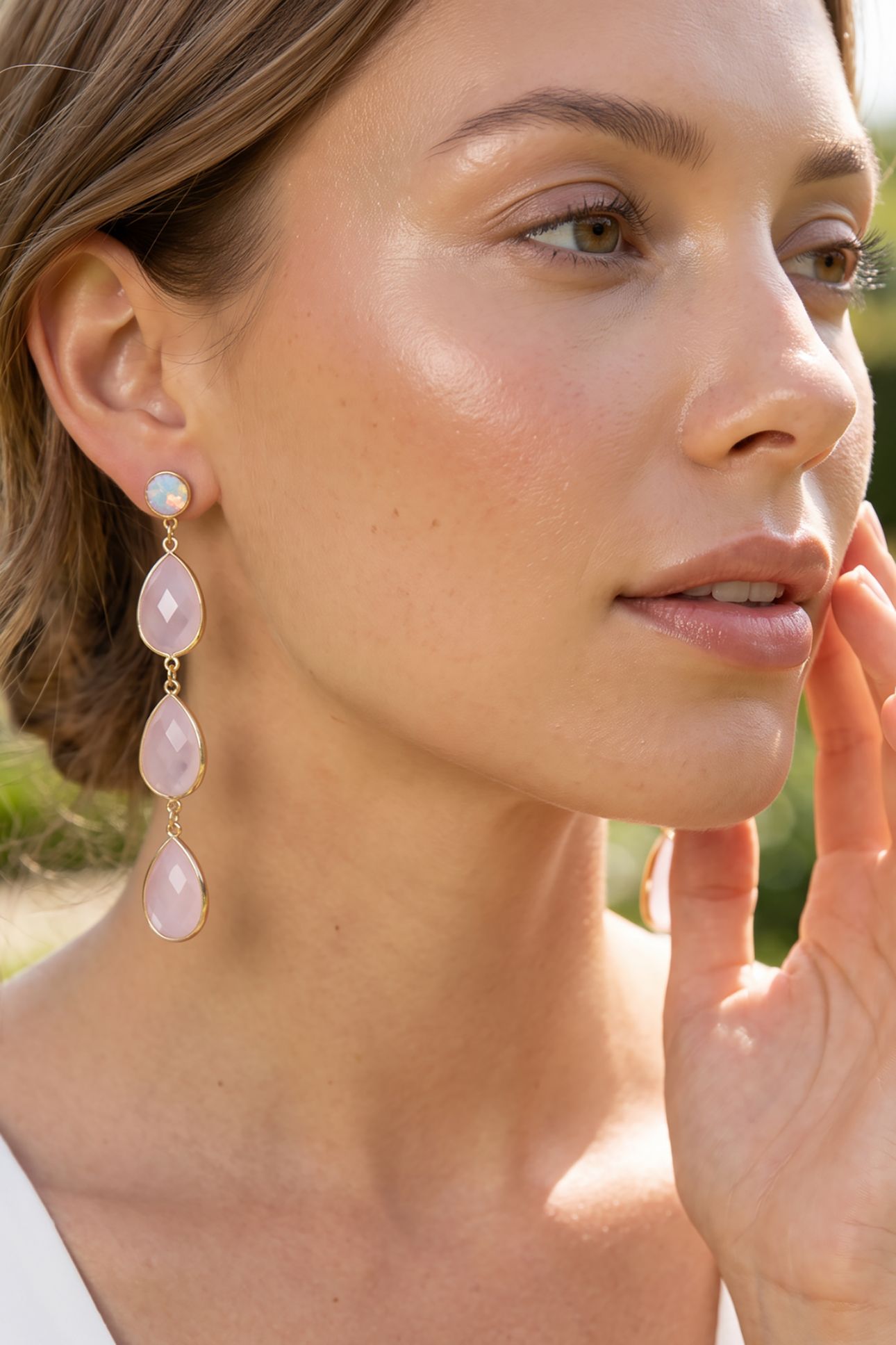TRIPLE DROP EARHANGERS PINK 4