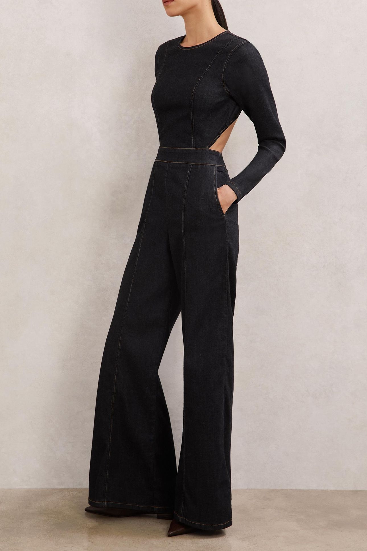 LONGSLEEVE WIDELEG DENIM JUMPSUIT INDIGO BLUE 3