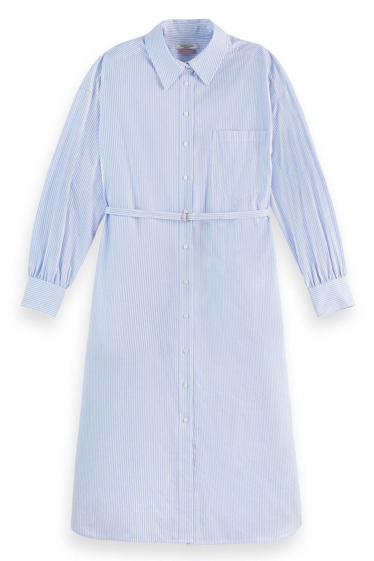 POPLIN SHIRT DRESS WHITE AND BLUE STRIPE 3