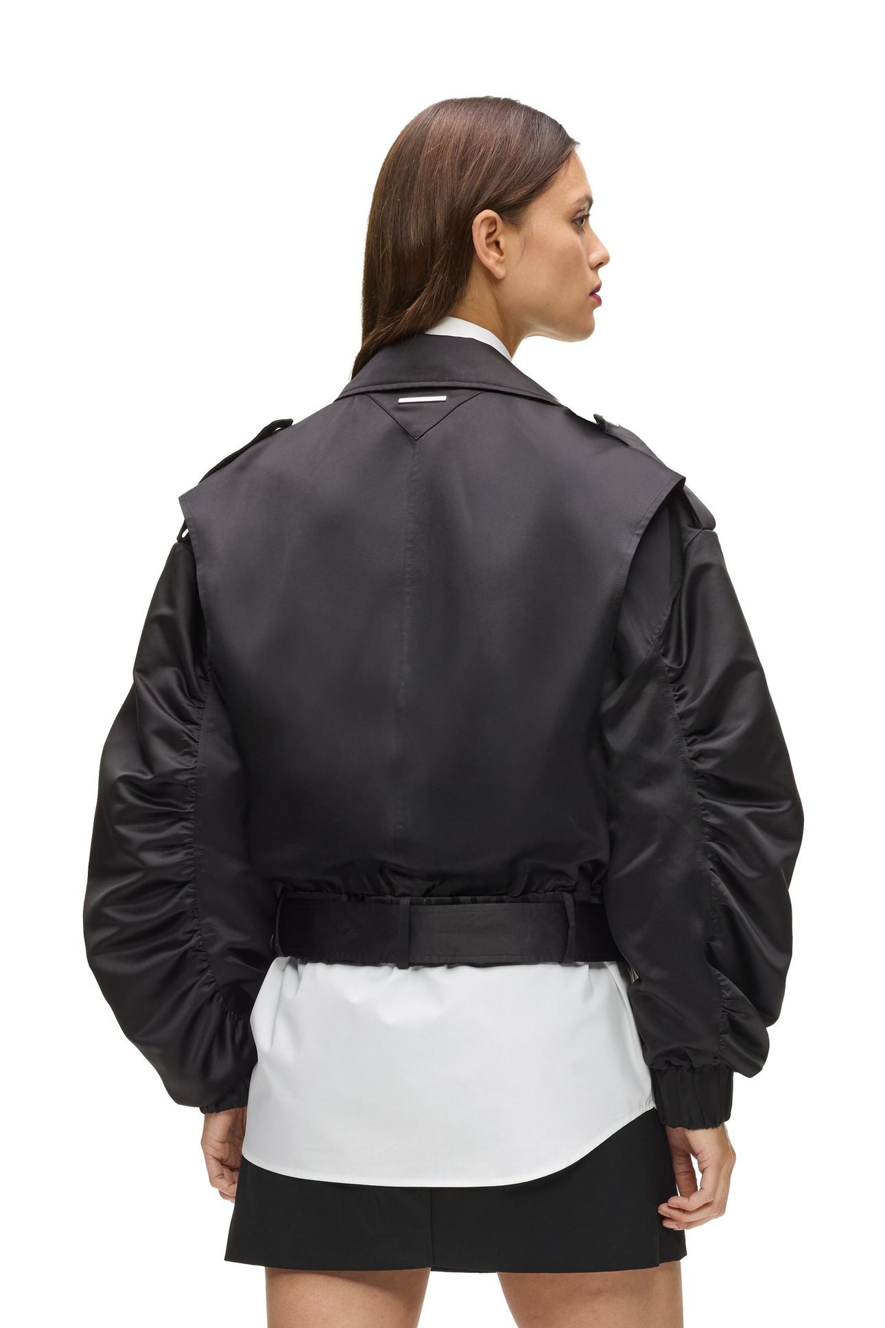 BIKER SATIN BOMBER BLACK 2