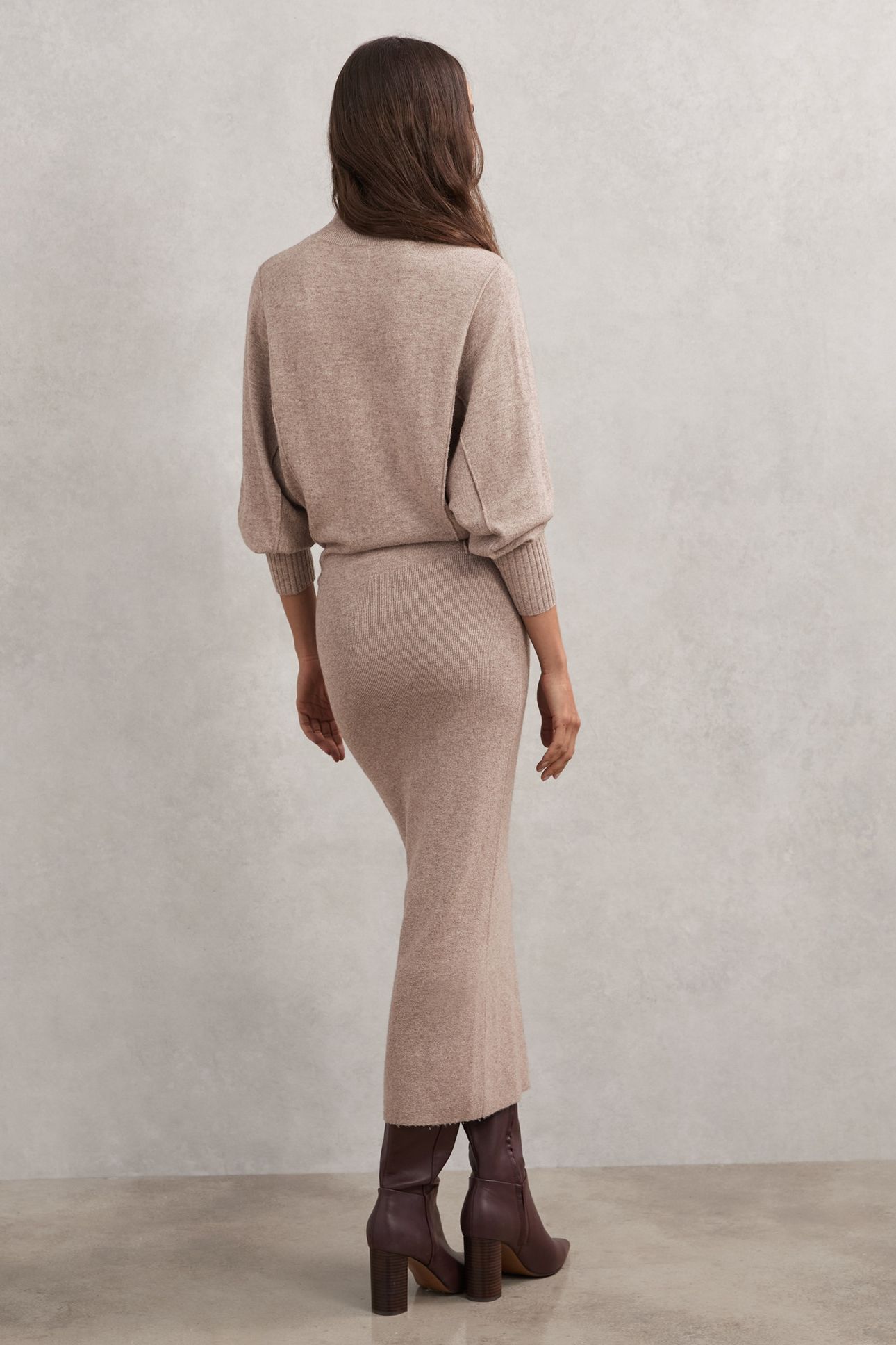 ROLL NECK KNITTED MIDI DRESS NEUTRAL 3