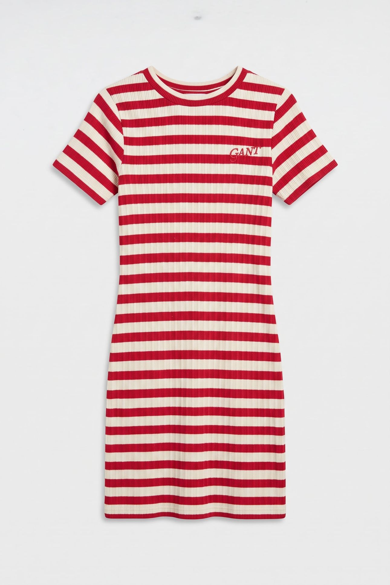 TEEN GIRLS STRIPED RIB T-SHIRT DRESS RUBY RED 2