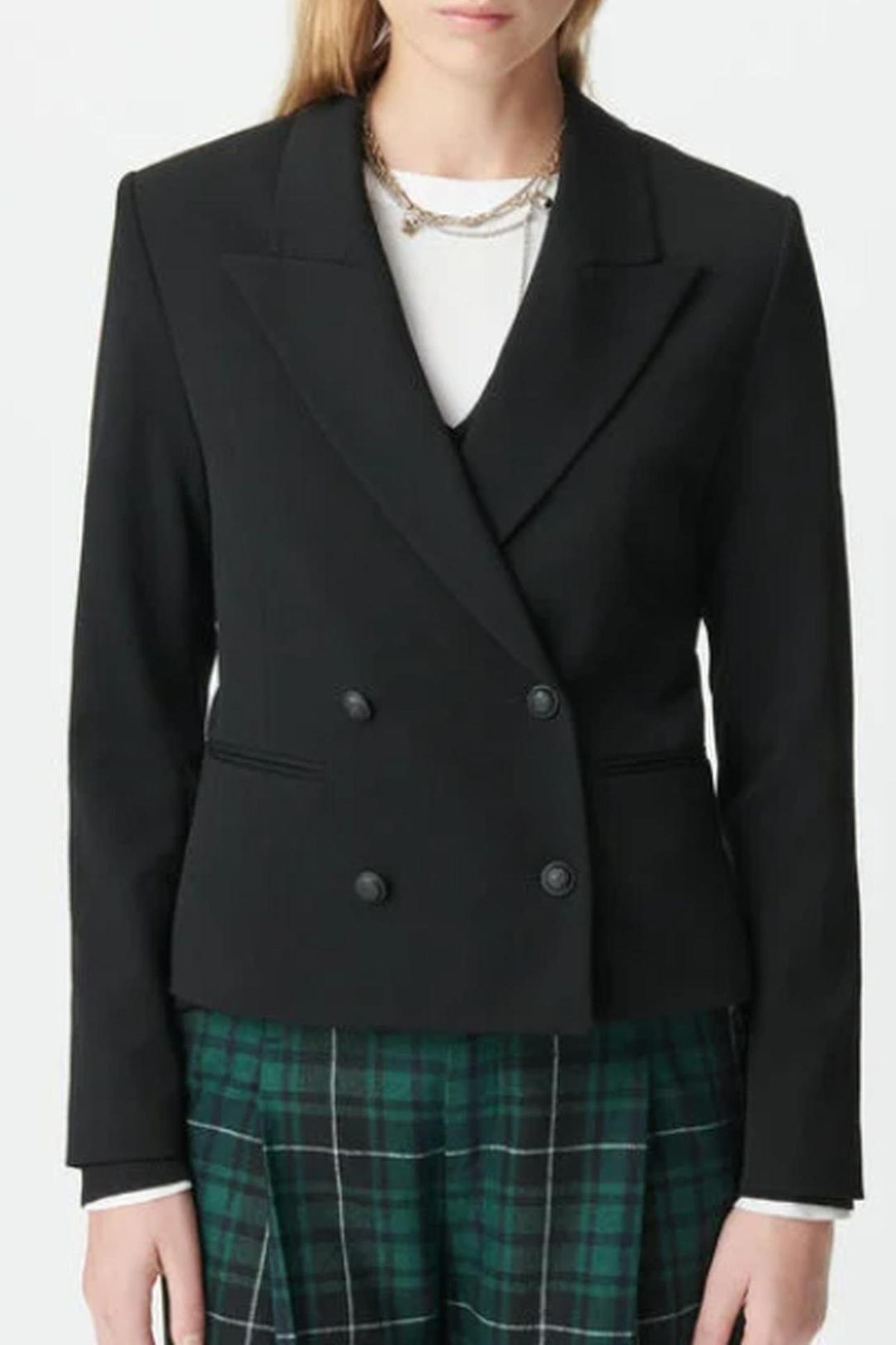 BLACK SHORT DOUBLE-BREASTED JACKET 1