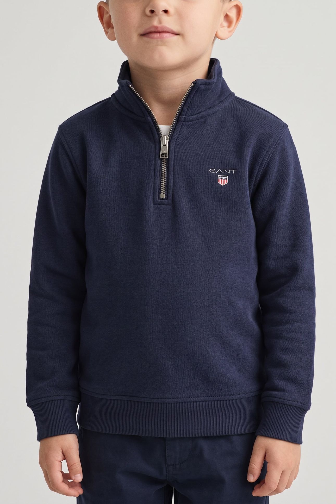 TEEN UNISEX SHIELD HALF ZIP SWEATSHIRT EVENING BLUE 1