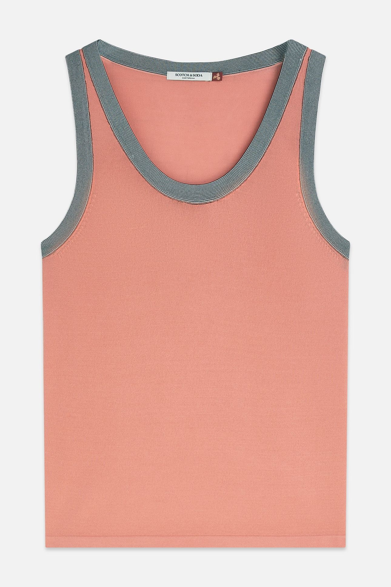STRIPE TRIM RELAXED KNITTED VEST CANYON CLAY 5