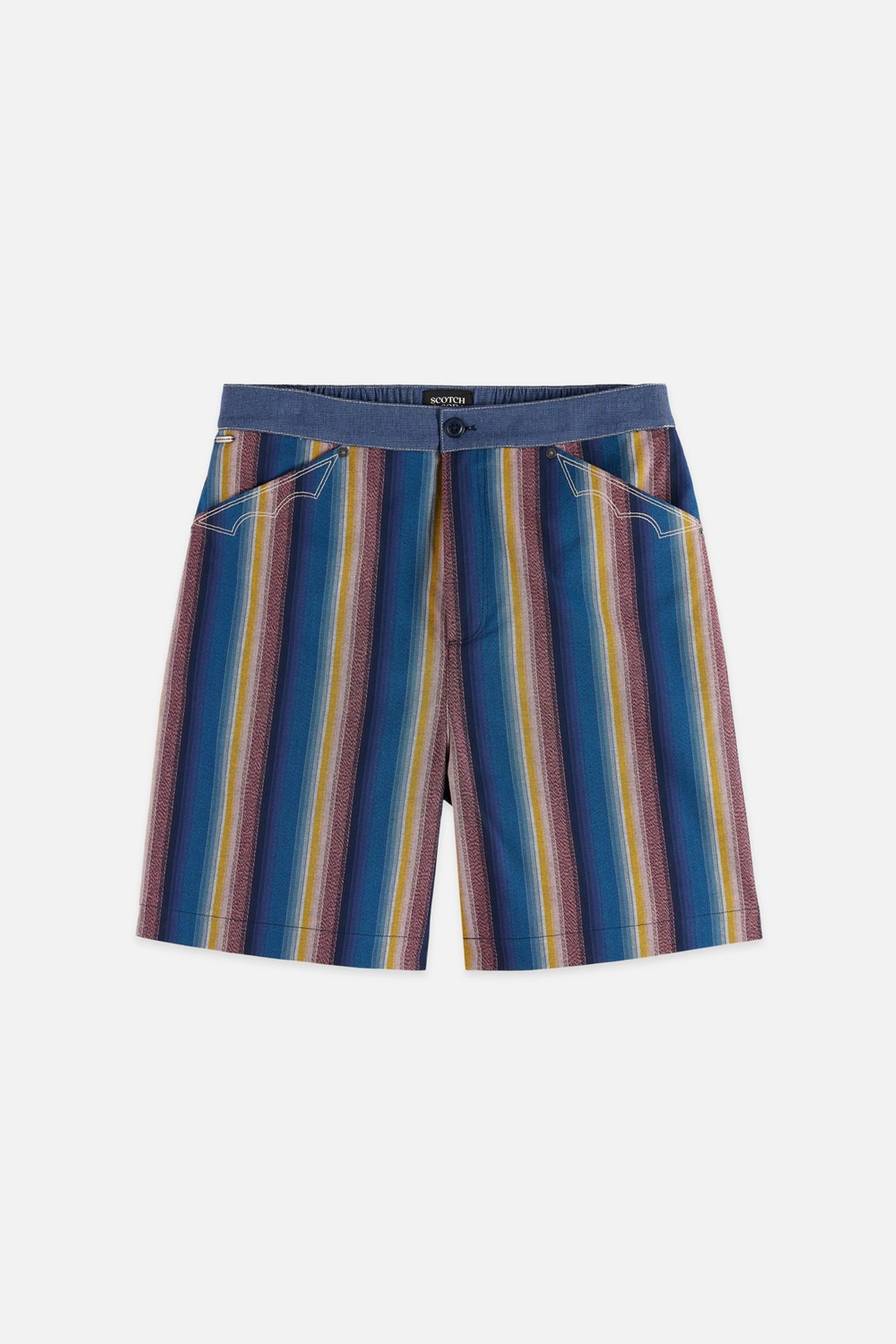 WESTERN DETAILED STRIPED COTTON LOOSE-FIT BERMUDA NAVY 4