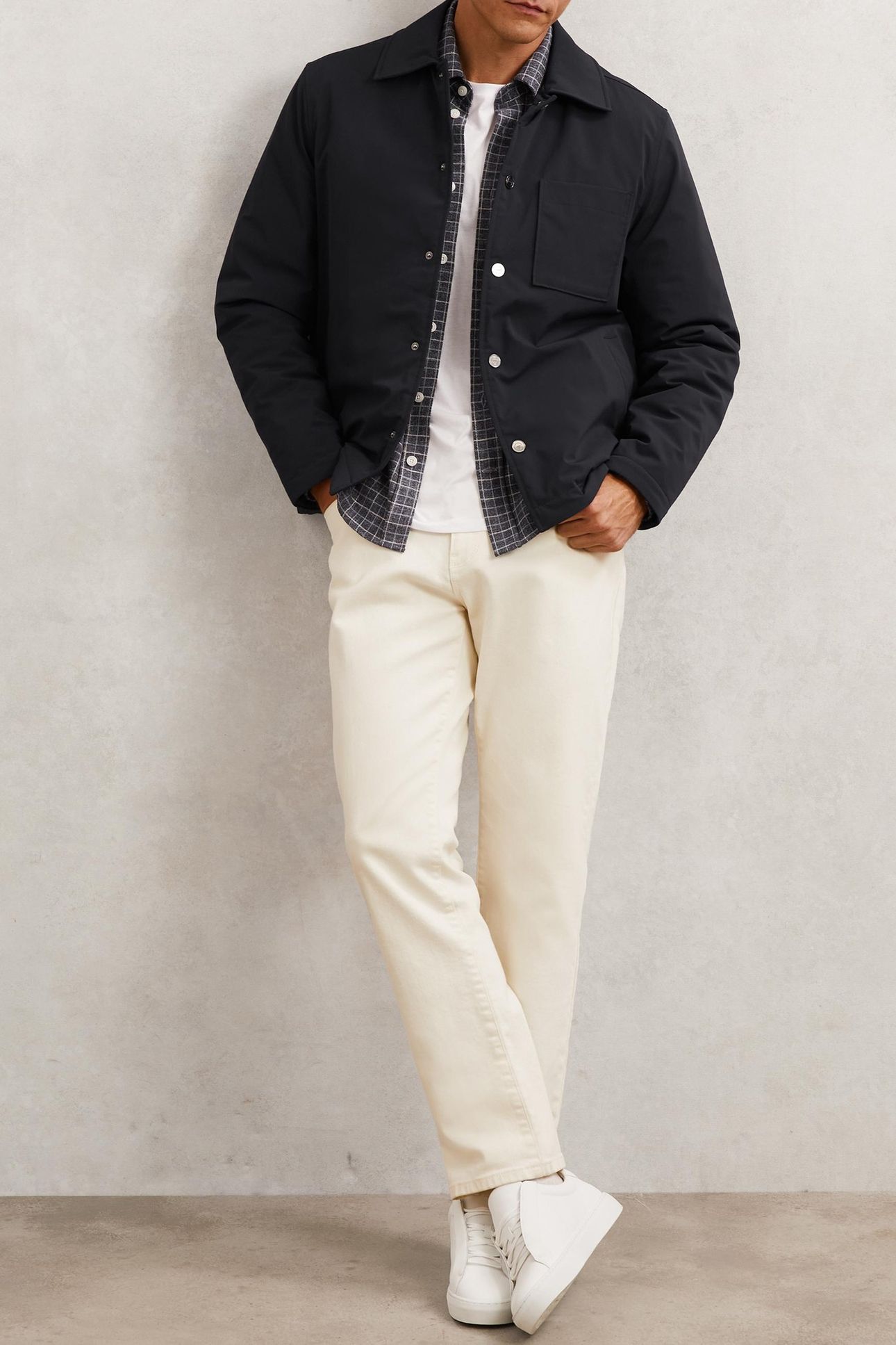 LS NYLON PATCH POCKET OVERSHIRT NAVY 1
