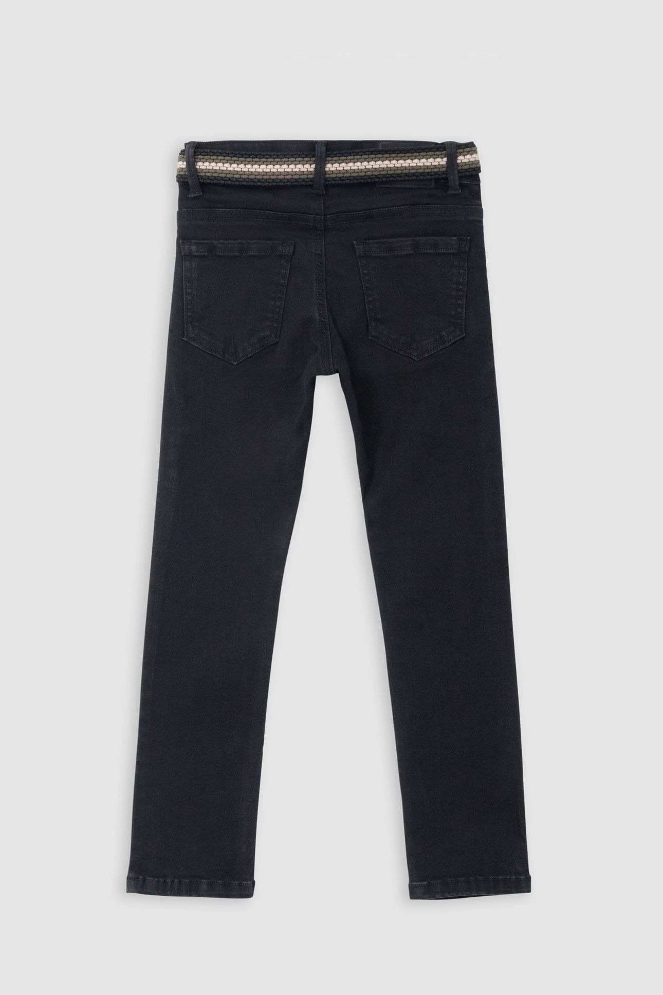 BOY'S BLACK SLIM JEANS WITH REMOVABLE BRAIDED WAISTBAND 2