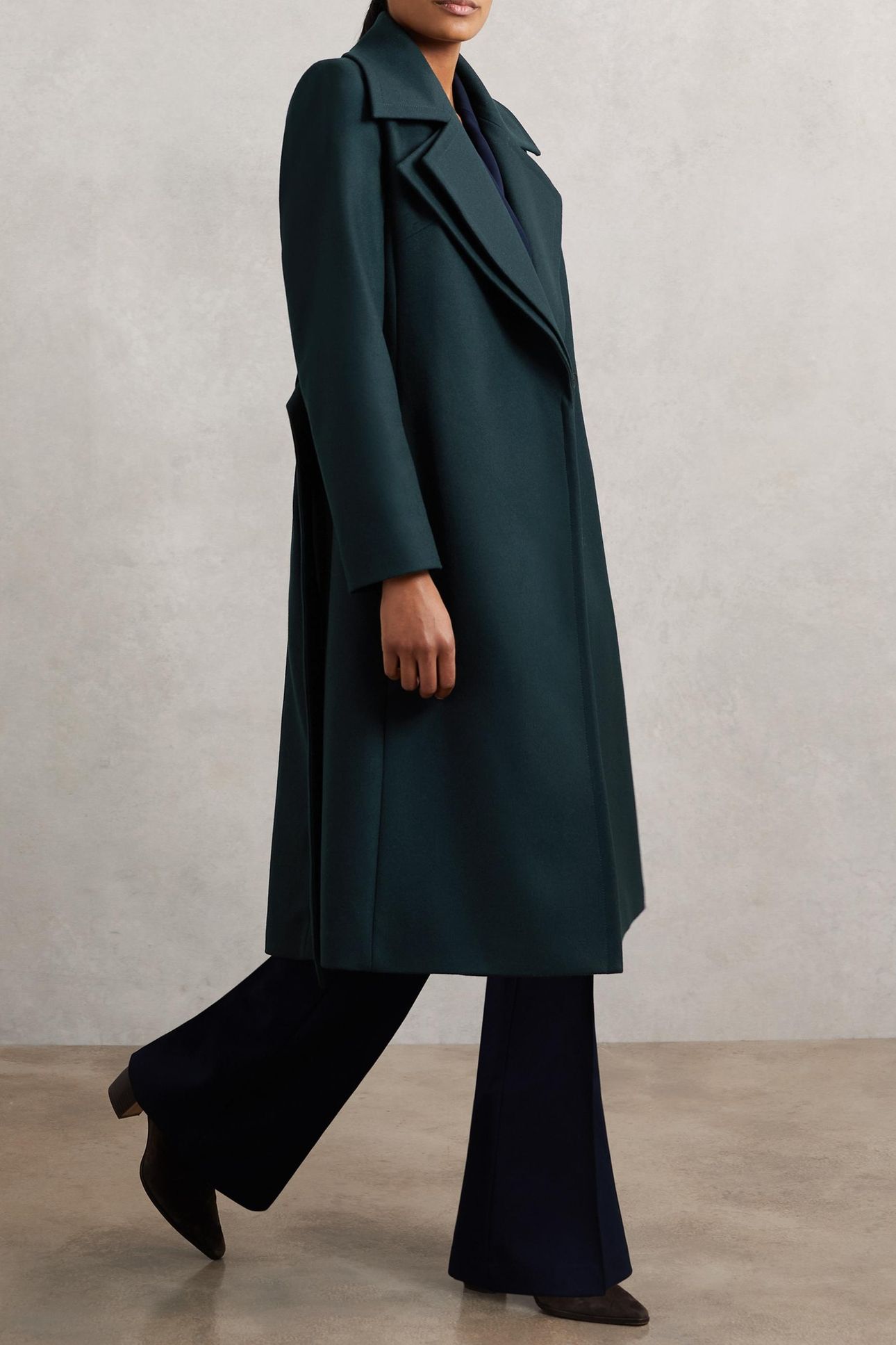 MID LENGTH BELTED COAT TEAL 3