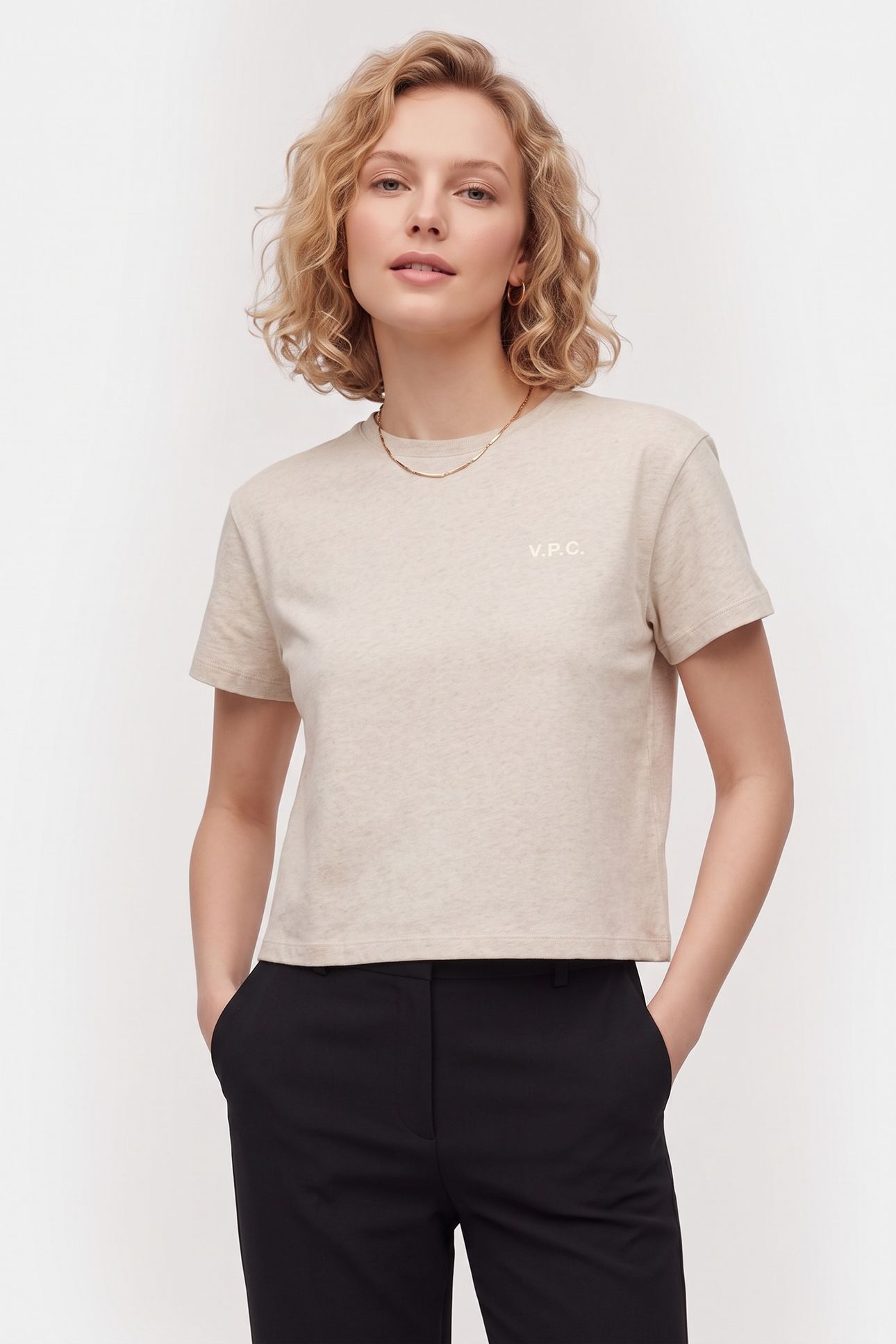 T-SHIRT BOXY SMALL HEATHERED ECRU/ECRU 2