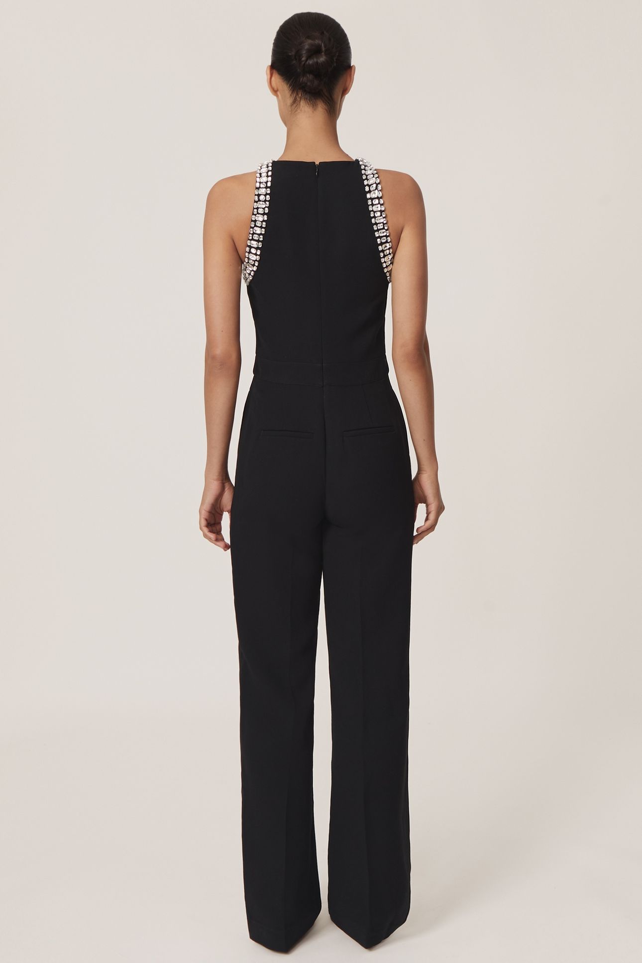 EMBELISHED TRIM DETAIL JUMPSUIT BLACK 2
