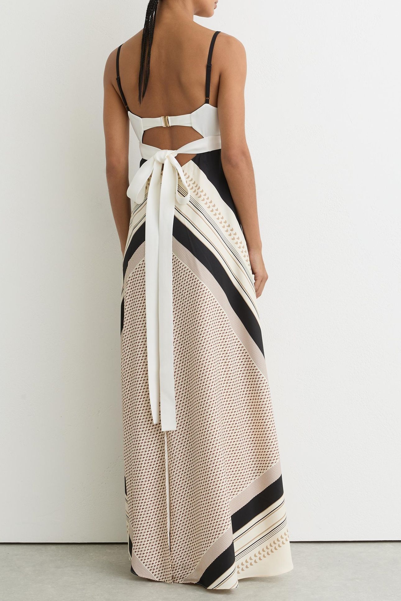 SCARF PRINTED MAXI DRESS IVORY/BLACK 3